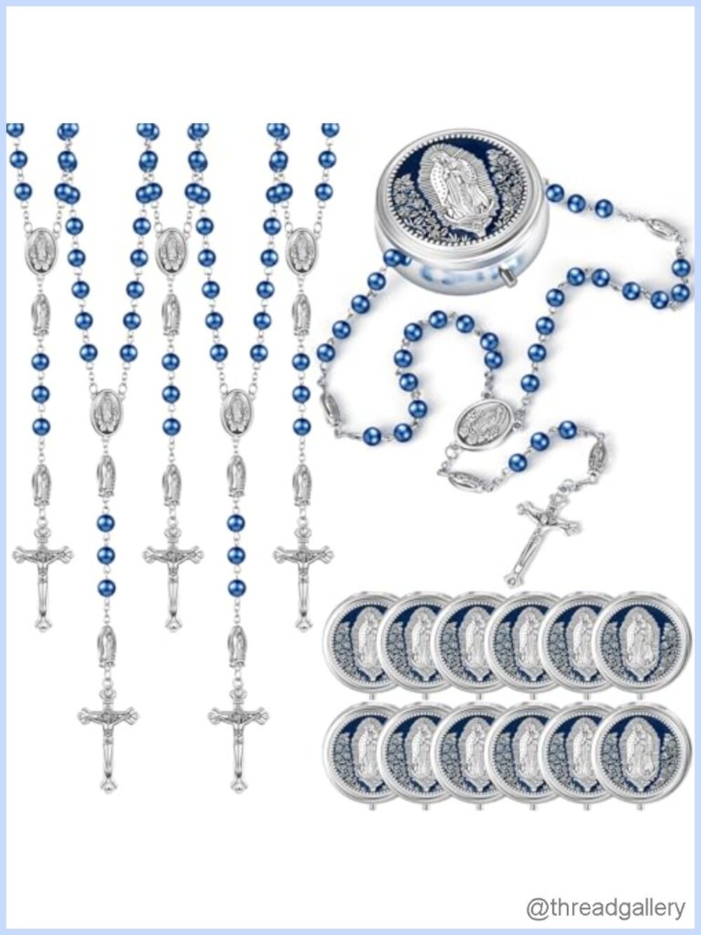 Glass Pearl Beaded Rosary Necklace 20 Inch Lobster Clasp Y-Necklace